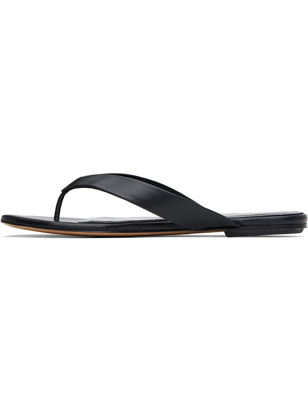 Black Leather Thong Sandals - 3