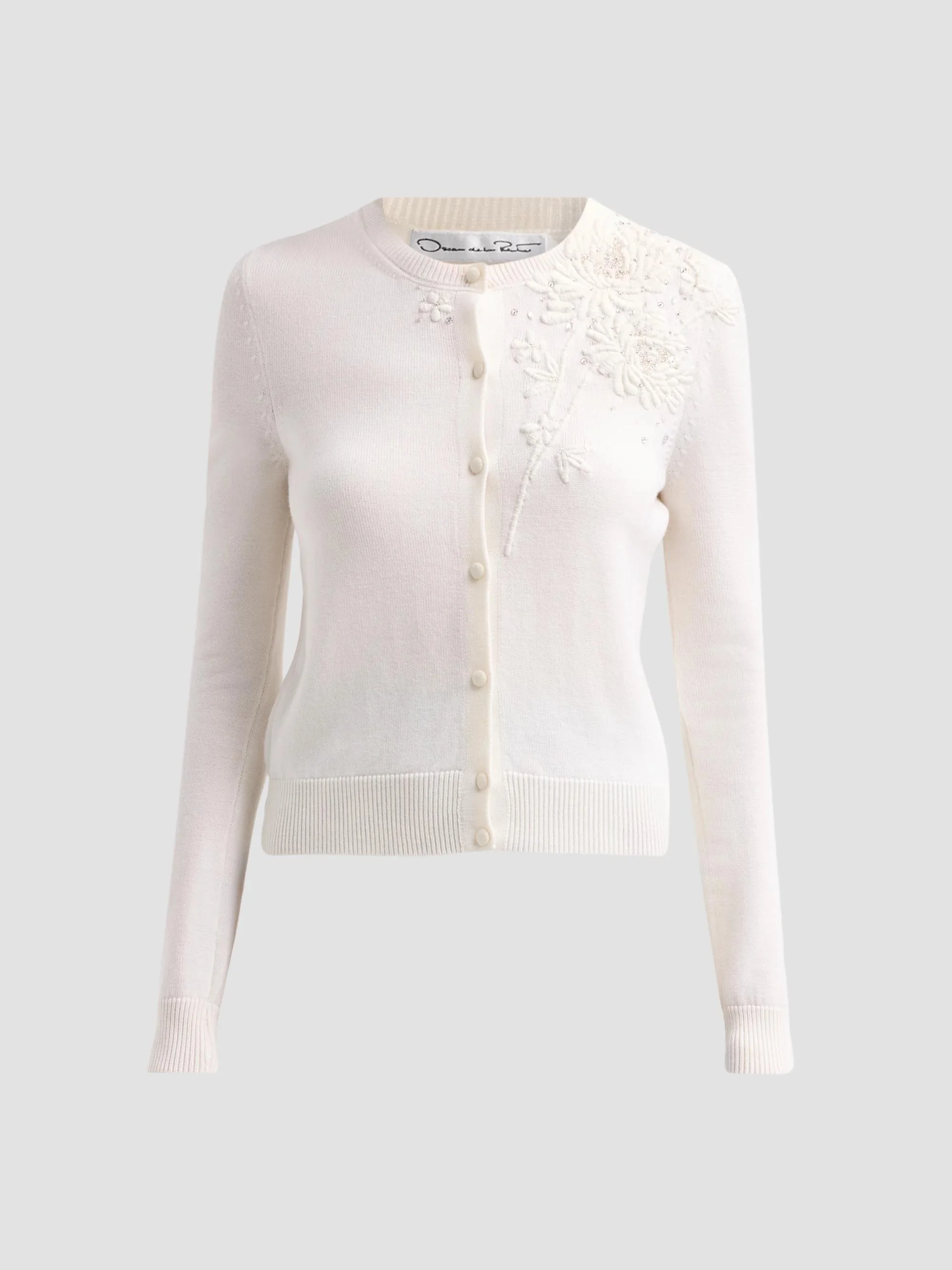 Women's Threadwork Embroidered Crysanthemum Cardigan - Ivory - 1
