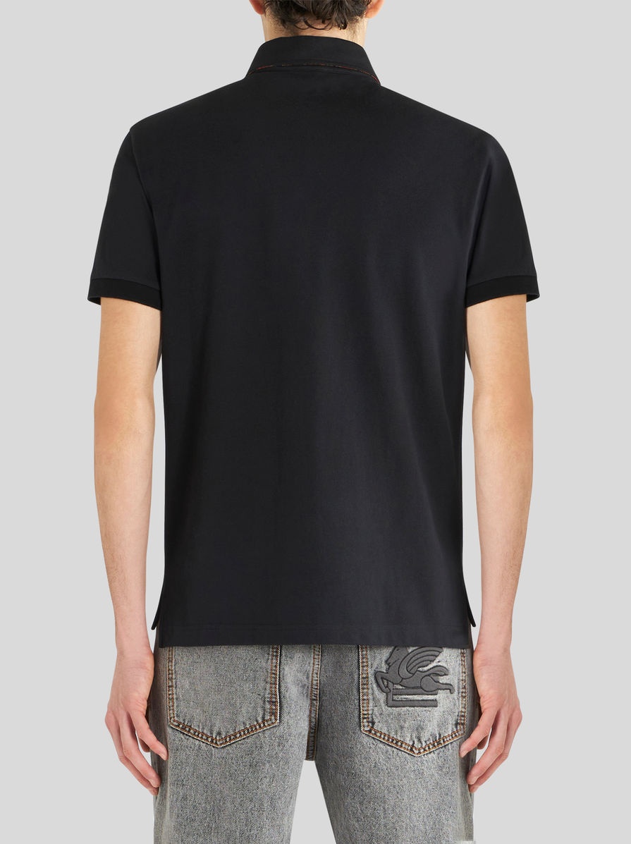 POLO SHIRT WITH LOGO AND PAISLEY UNDERCOLLAR - 4