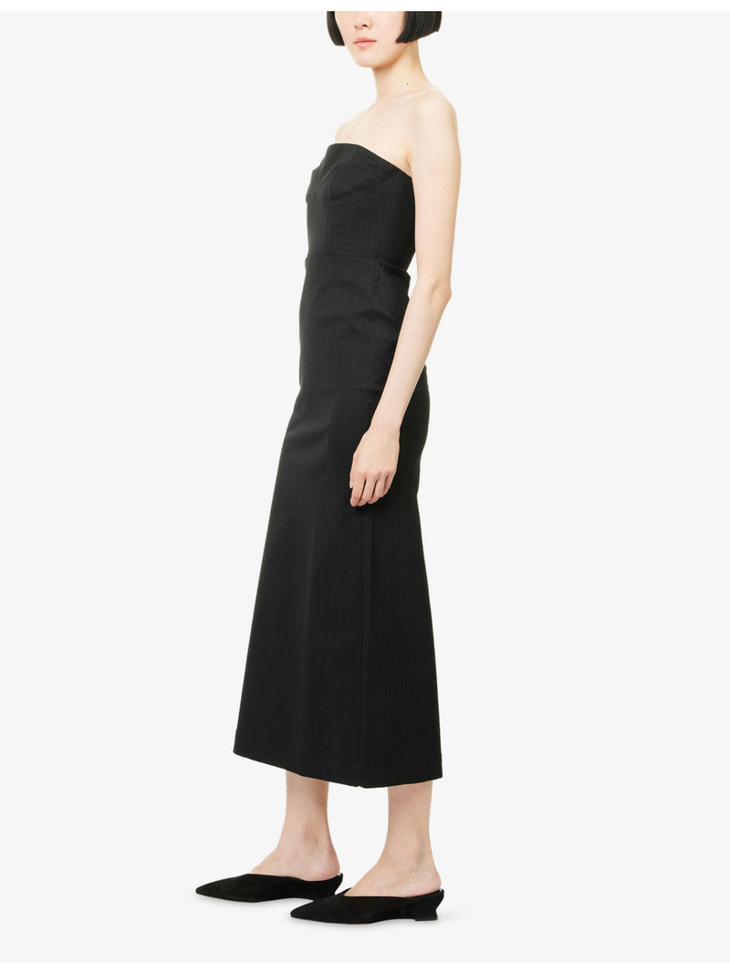 UMA WANG Asaka Strapless Stretch-Wool Blend Midi Dress outlook