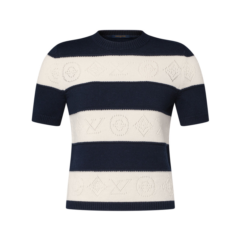 Openwork Striped Knit Top 1