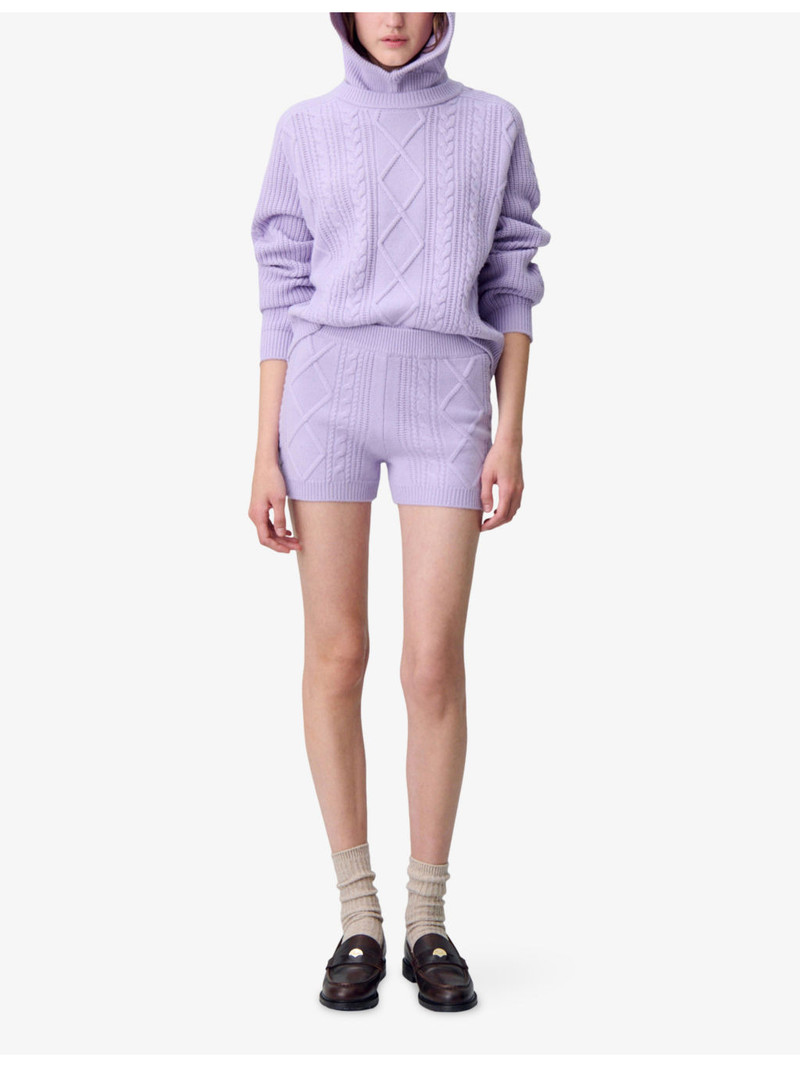 Claudie Pierlot Jacquard Cable-Knit Wool and Cashmere-Blend Shorts outlook