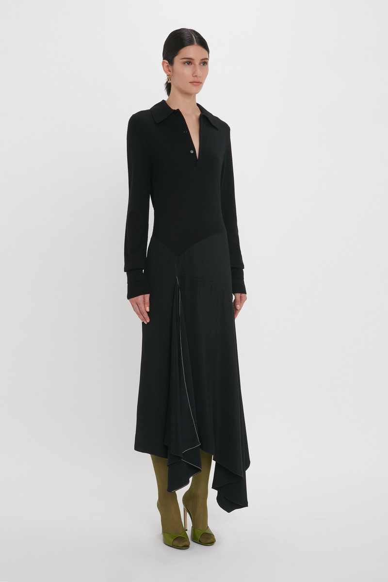 Henley Shirt Dress In Black 3