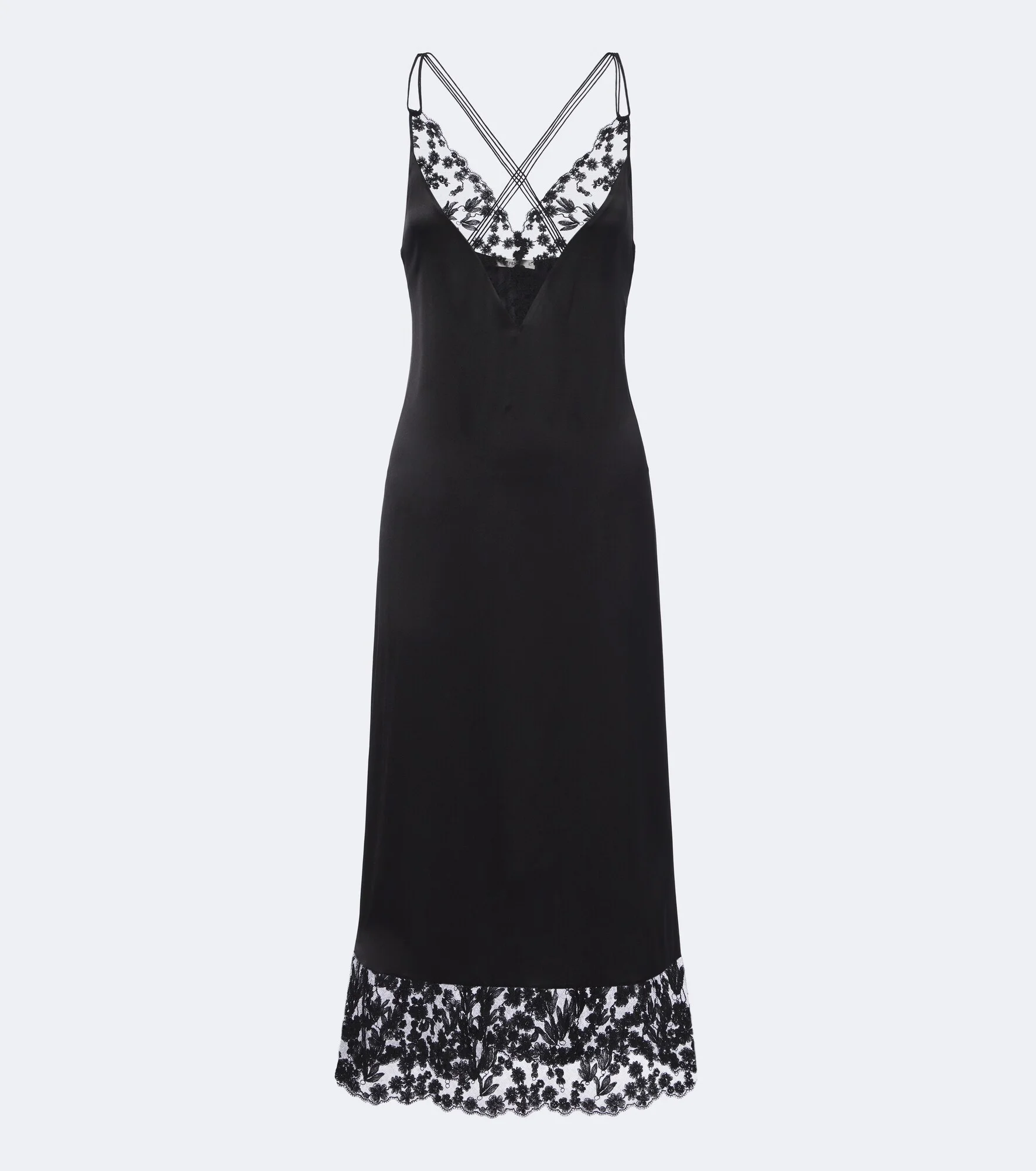 Lace-trimmed silk slip dress - 1