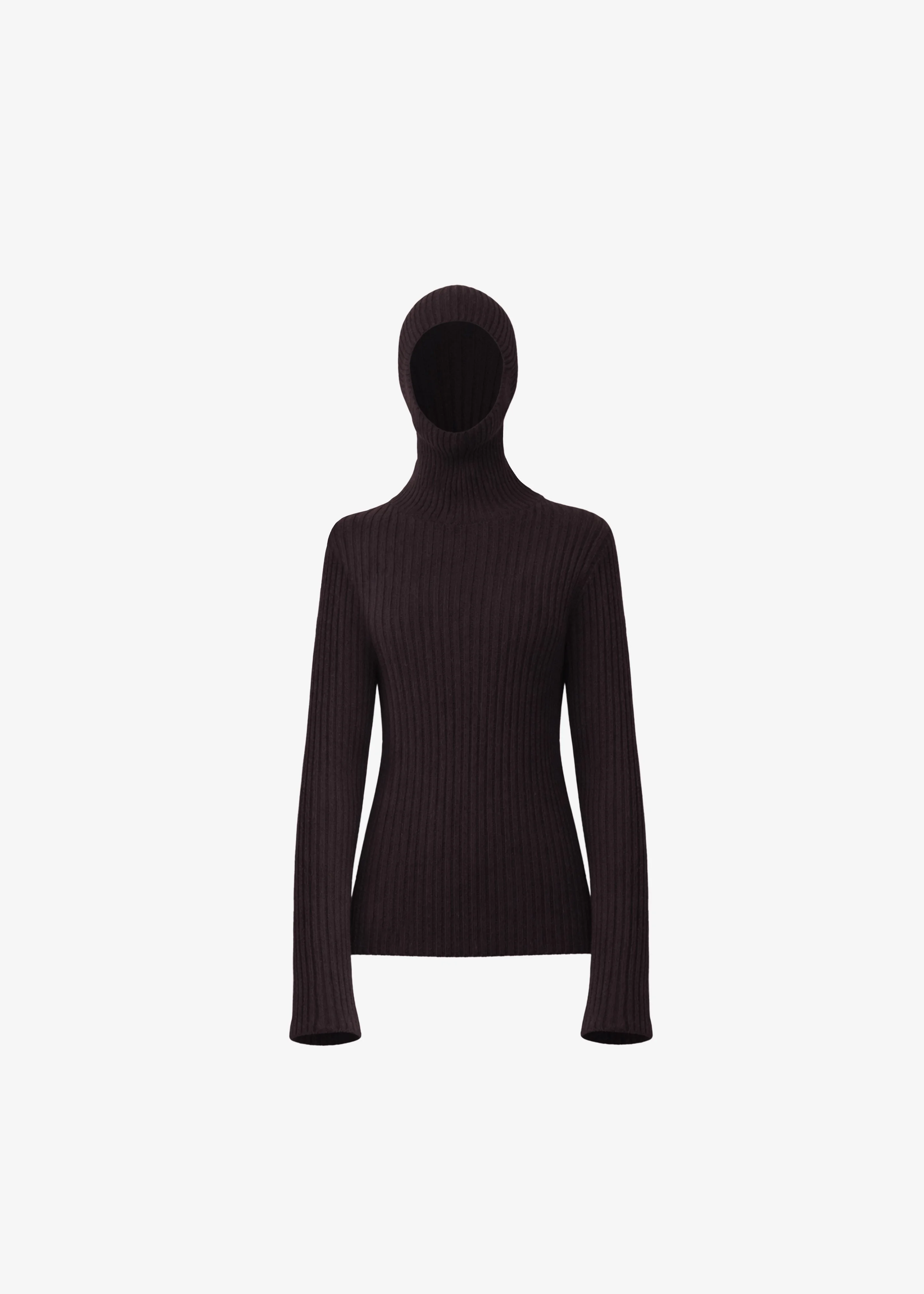 Larice Hooded Knit Top - Brown - 1