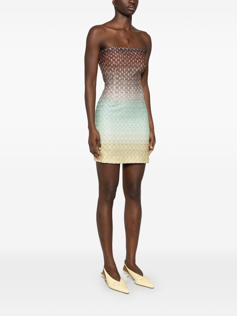 metallic-threading mini dress - 3