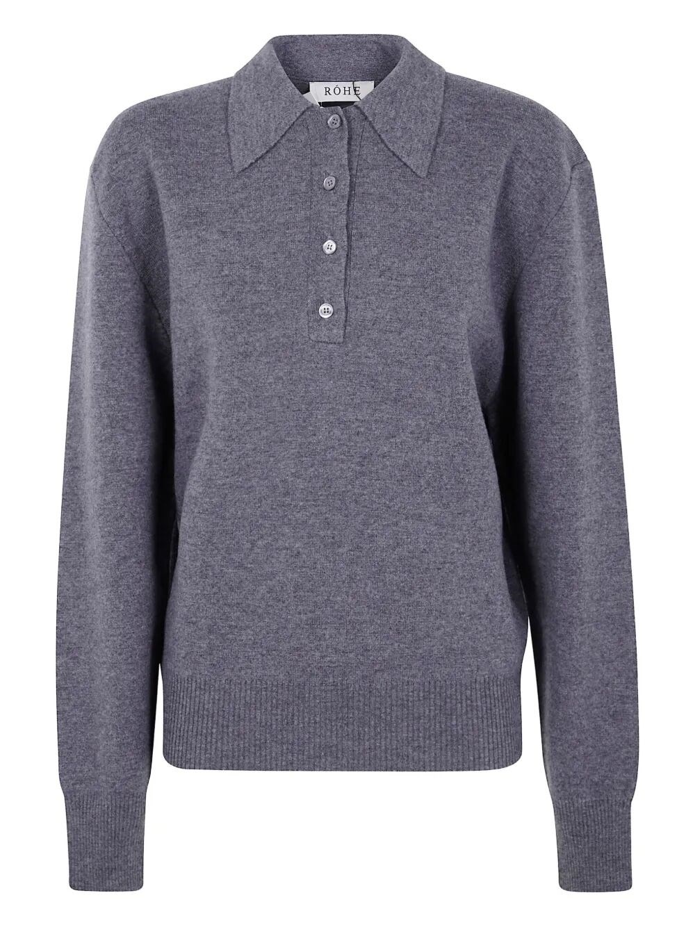 The COMPACT KNITTED POLO, a refined sweater from ROHE, showcases exceptional craftsmanship and conte - 1