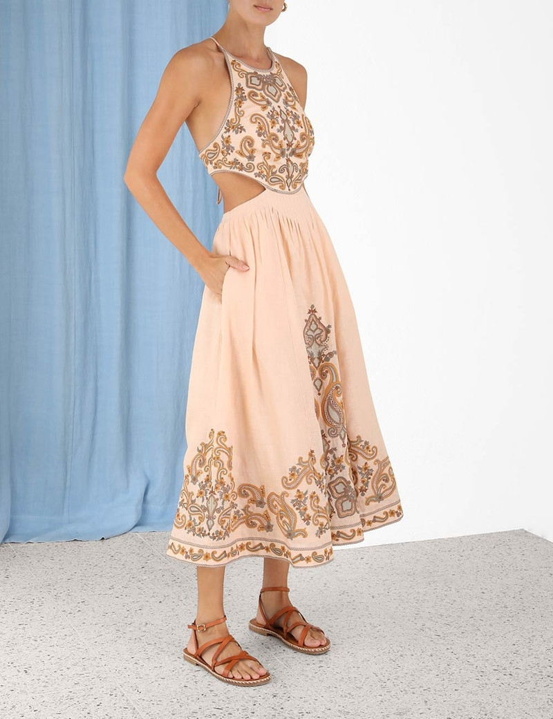 Zimmermann DEVI HALTER TIE MIDI DRESS outlook