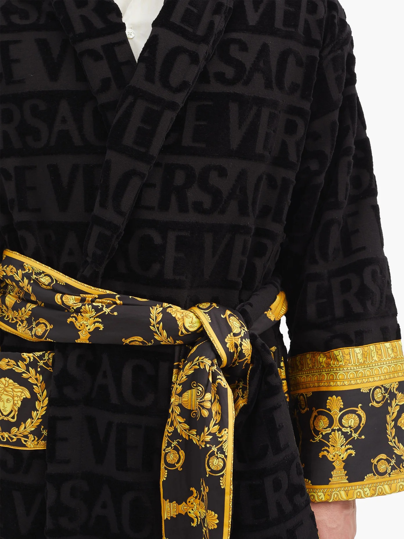 I Love Baroque logo-jacquard cotton bathrobe - 3