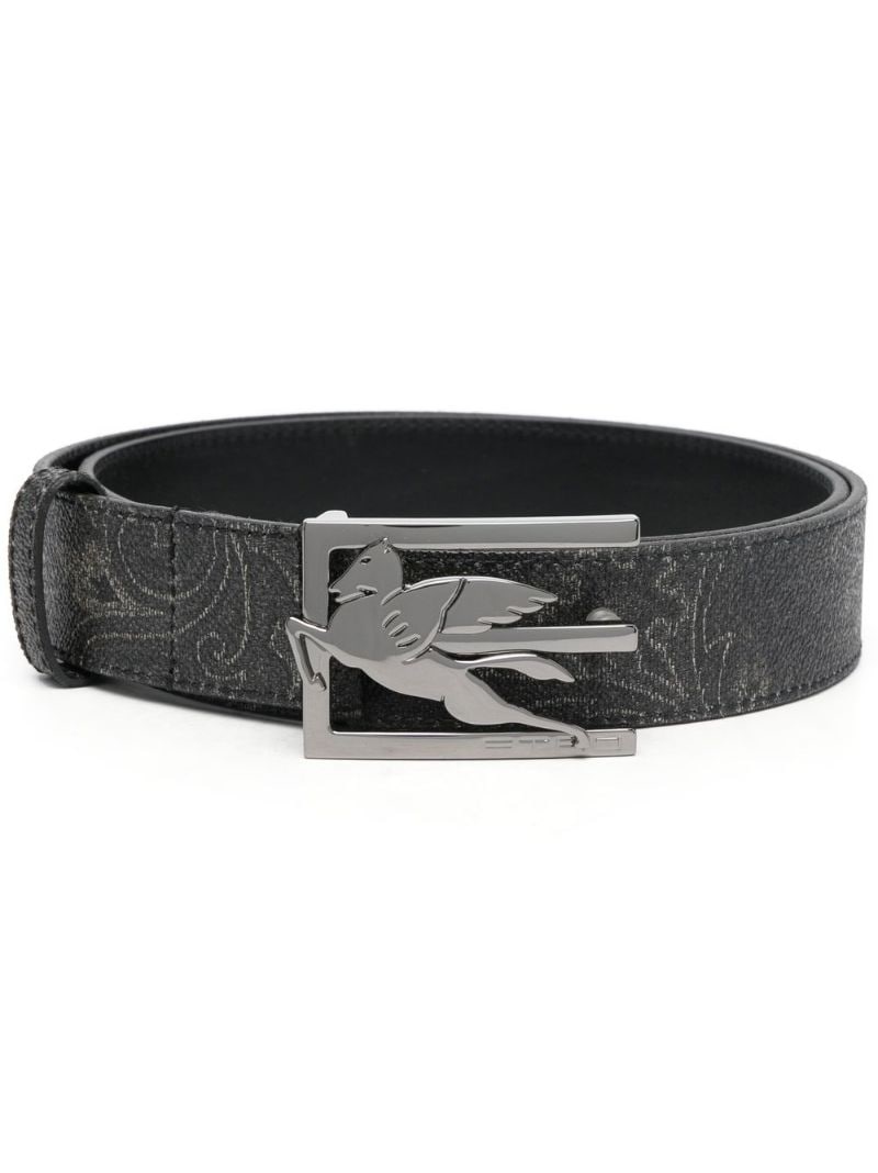 logo-buckle leather belt - 1