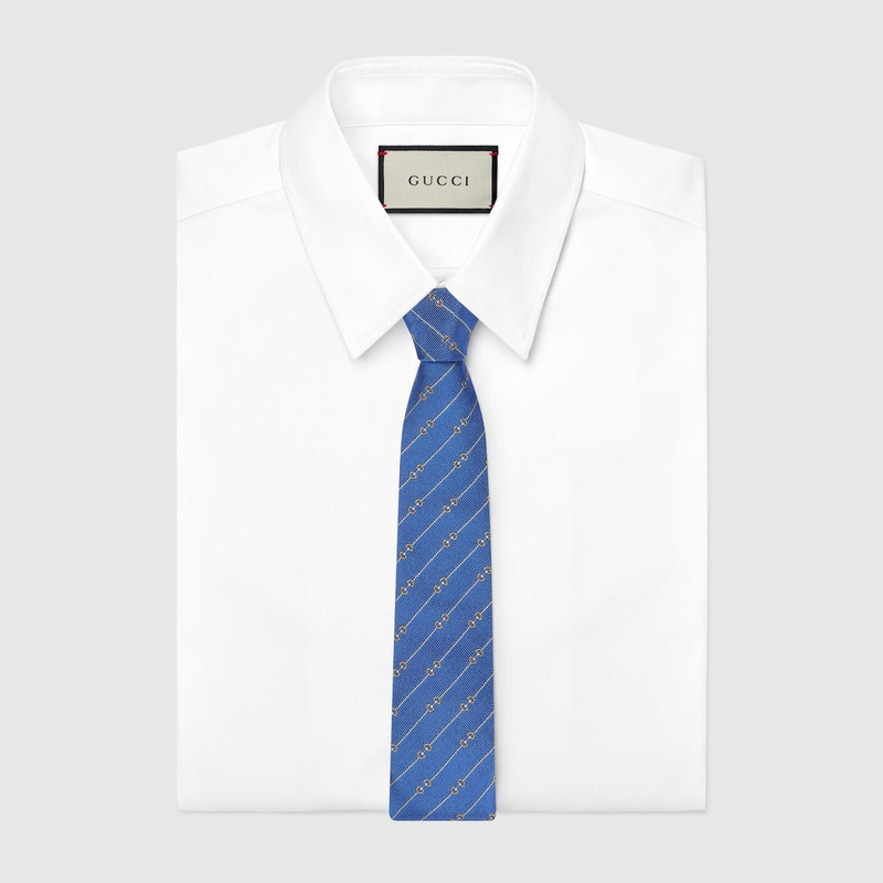 GUCCI Horsebit silk jacquard tie outlook
