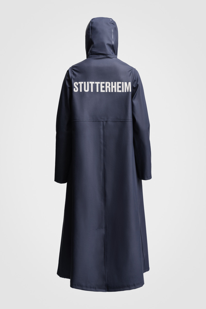 Mosebacke Long Print Raincoat Navy 6