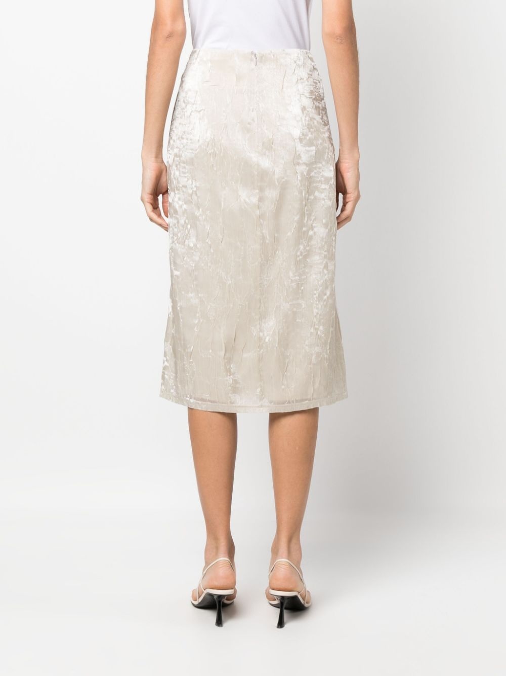 crushed-velvet midi skirt - 4