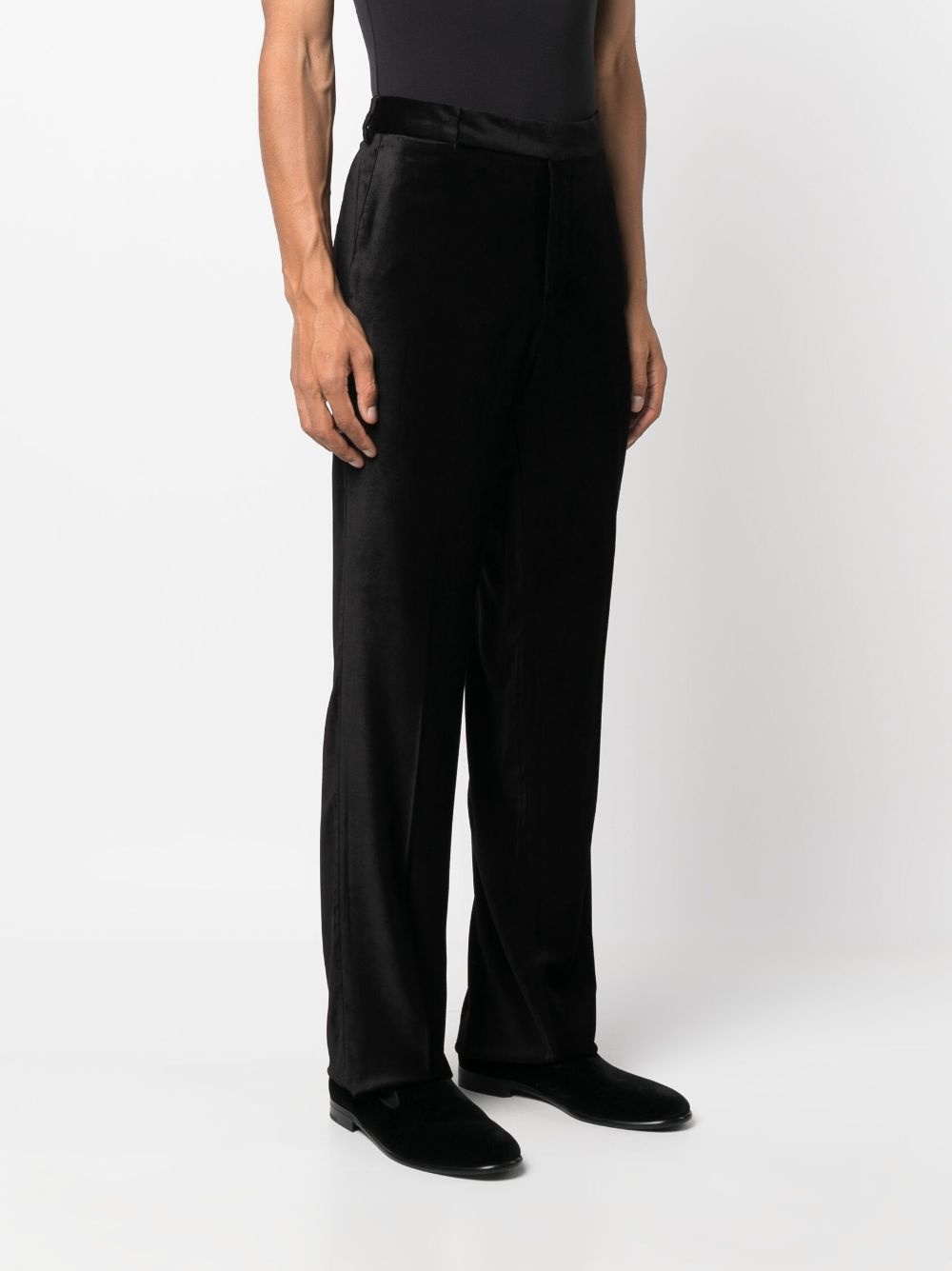 velvet straight-leg trousers - 3
