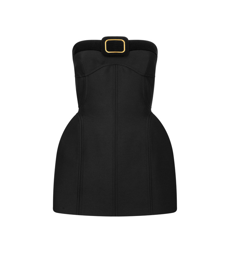 STRAPLESS MINI COCKTAIL DRESS WITH BUCKLE DETAIL - 1
