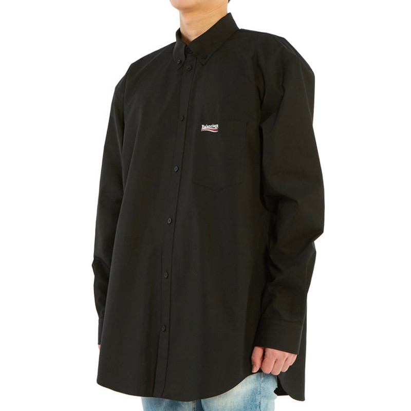 Balenciaga Political Campaign Long Sleeve Shirt 'Black' 621960TYB181000 4