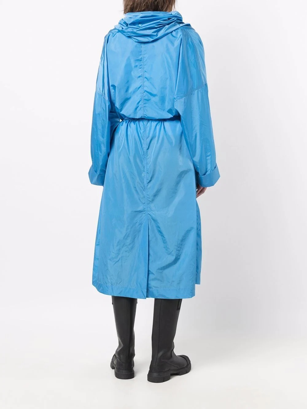 drawstring-waist hooded raincoat - 4