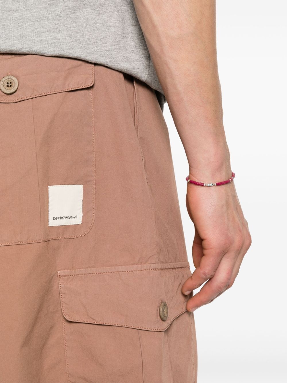 pleat-detail cotton cargo shorts - 5