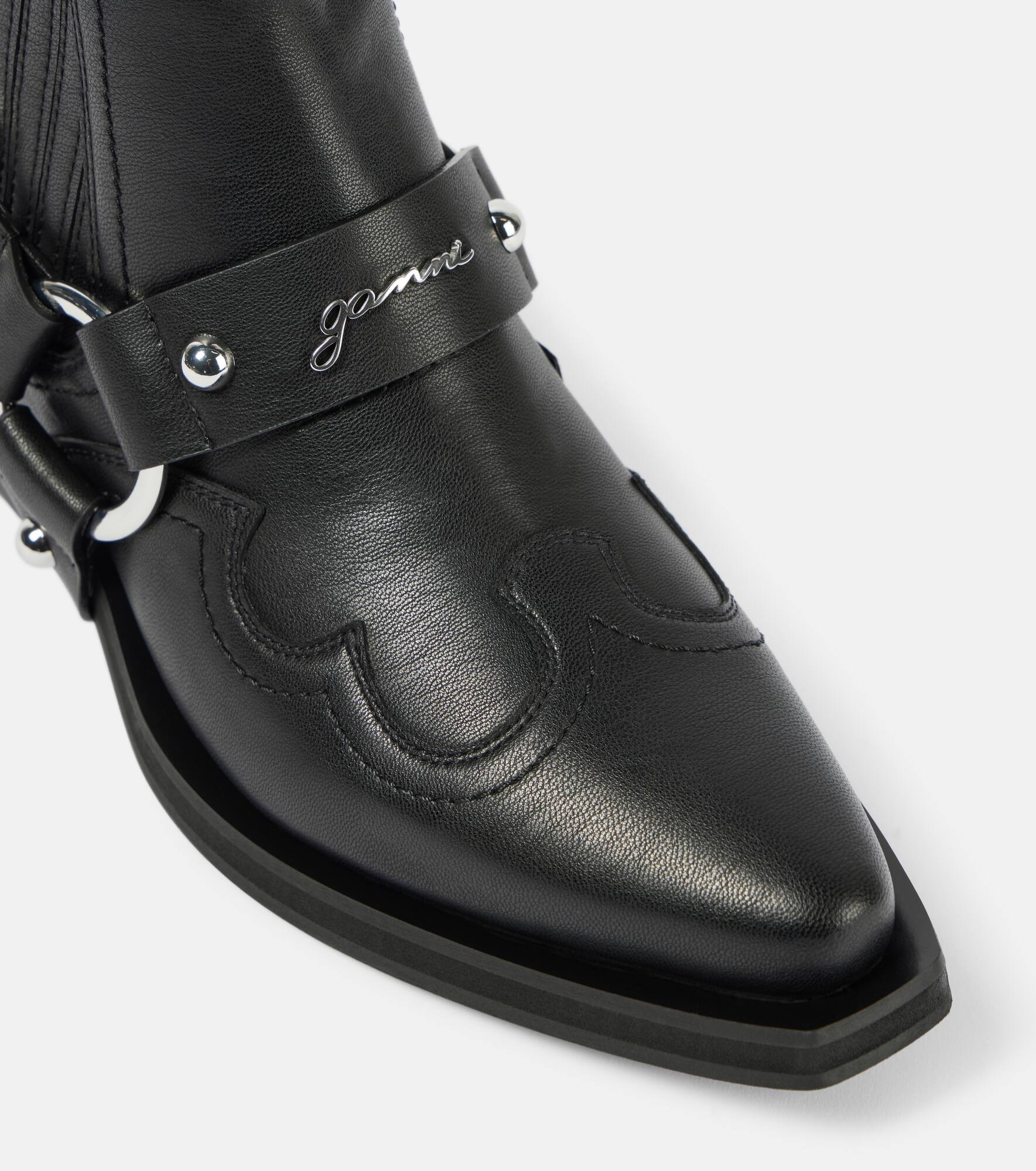 Embroidered faux leather cowboy boots - 5