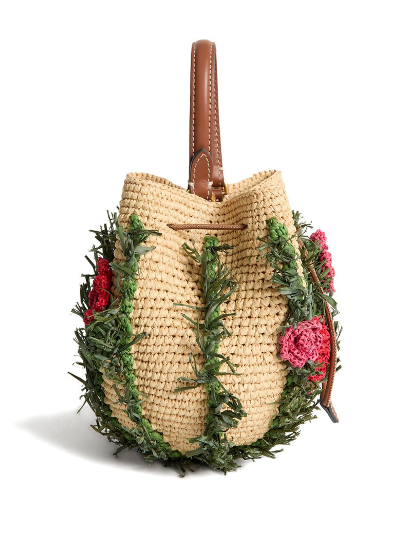 Anya Hindmarch raffia floral bucket bag outlook