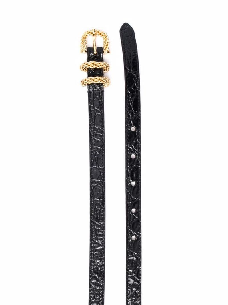 croc-effect leather belt - 2
