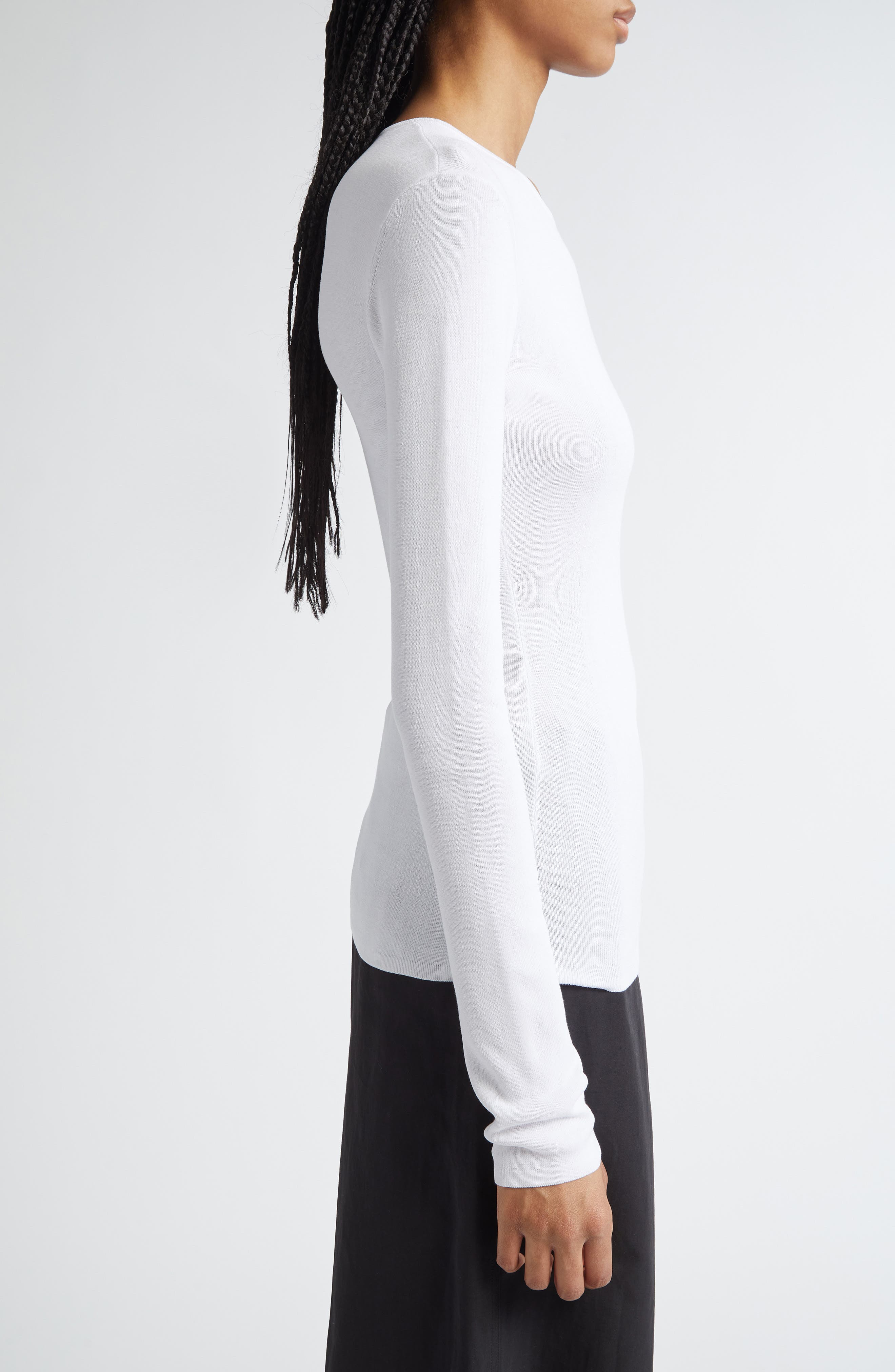 TOTEME Compact Organic Cotton Top in White at Nordstrom - 4