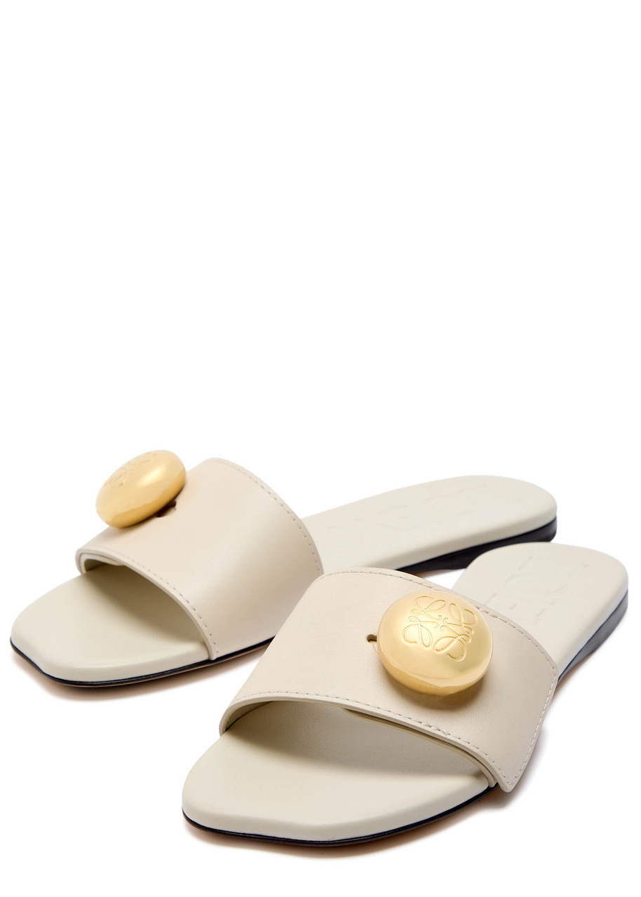 Loewe Pebble Logo Leather Sliders - 3