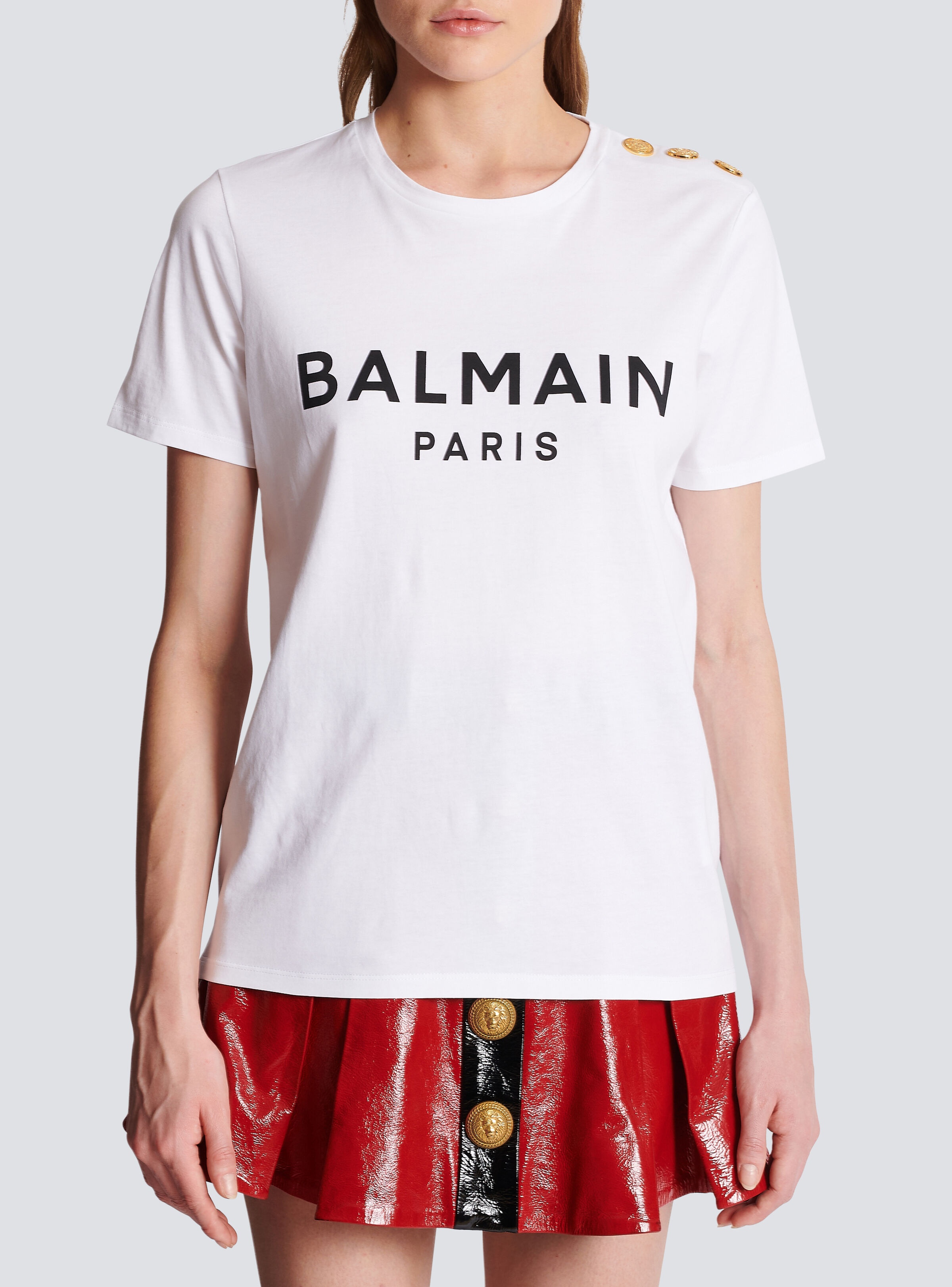Eco-designed cotton T-shirt with Balmain logo print - 5