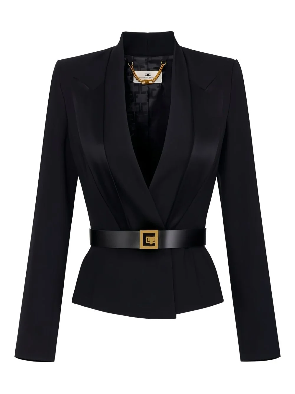 satin-lapels belted blazer - 1