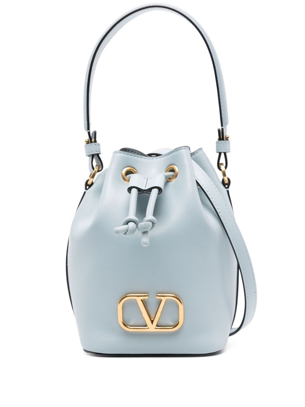 mini VLogo-plaque leather bucket bag - 1