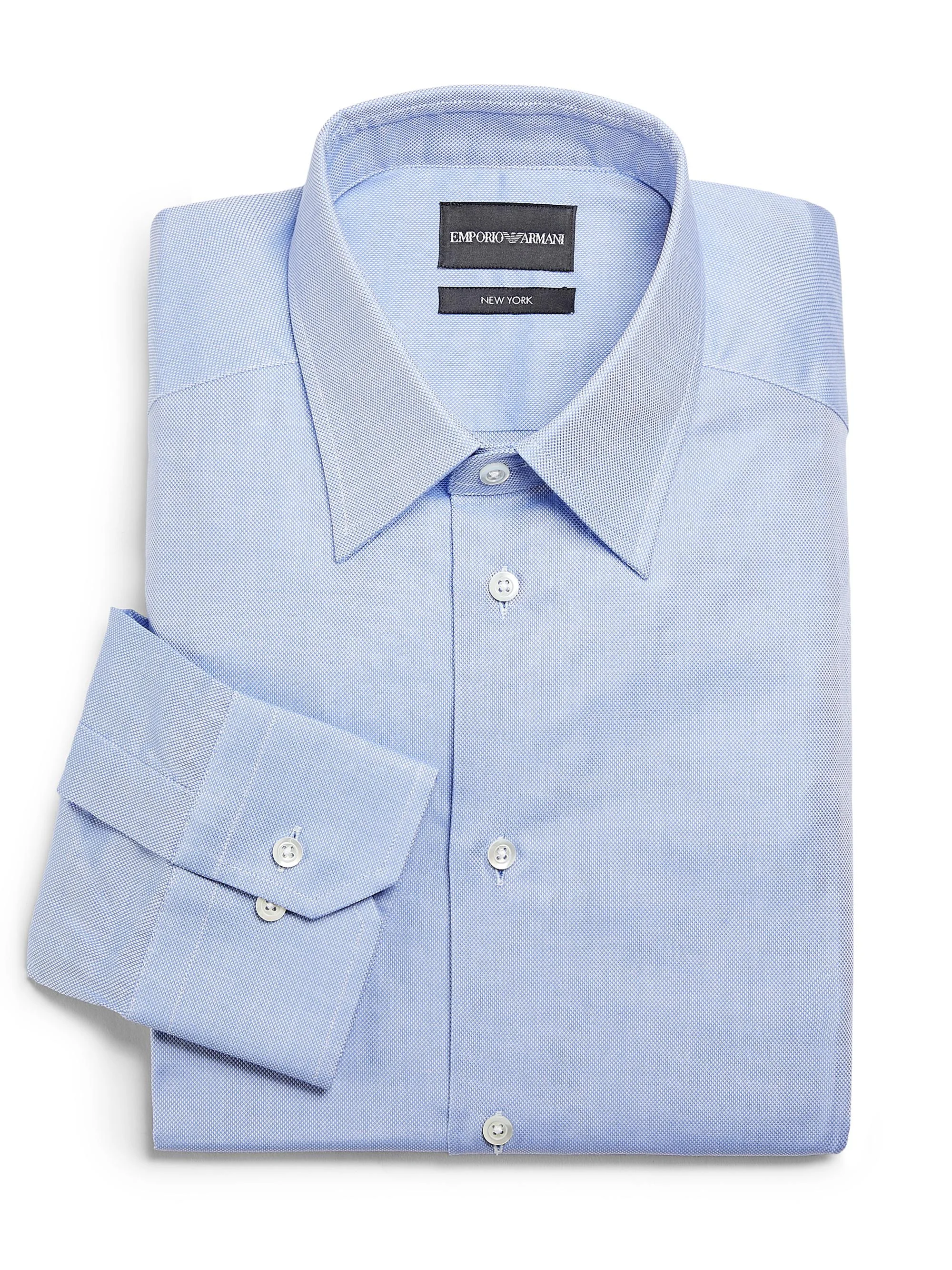 Men's Birdseye Solid Cotton Shirt - Medium Blue - 1