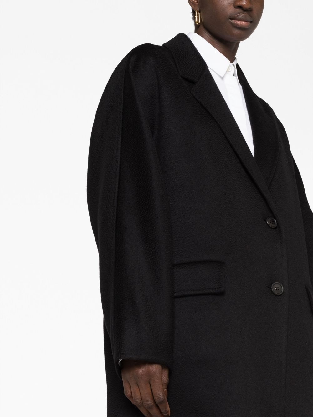 logo-embroidered cashmere coat - 3