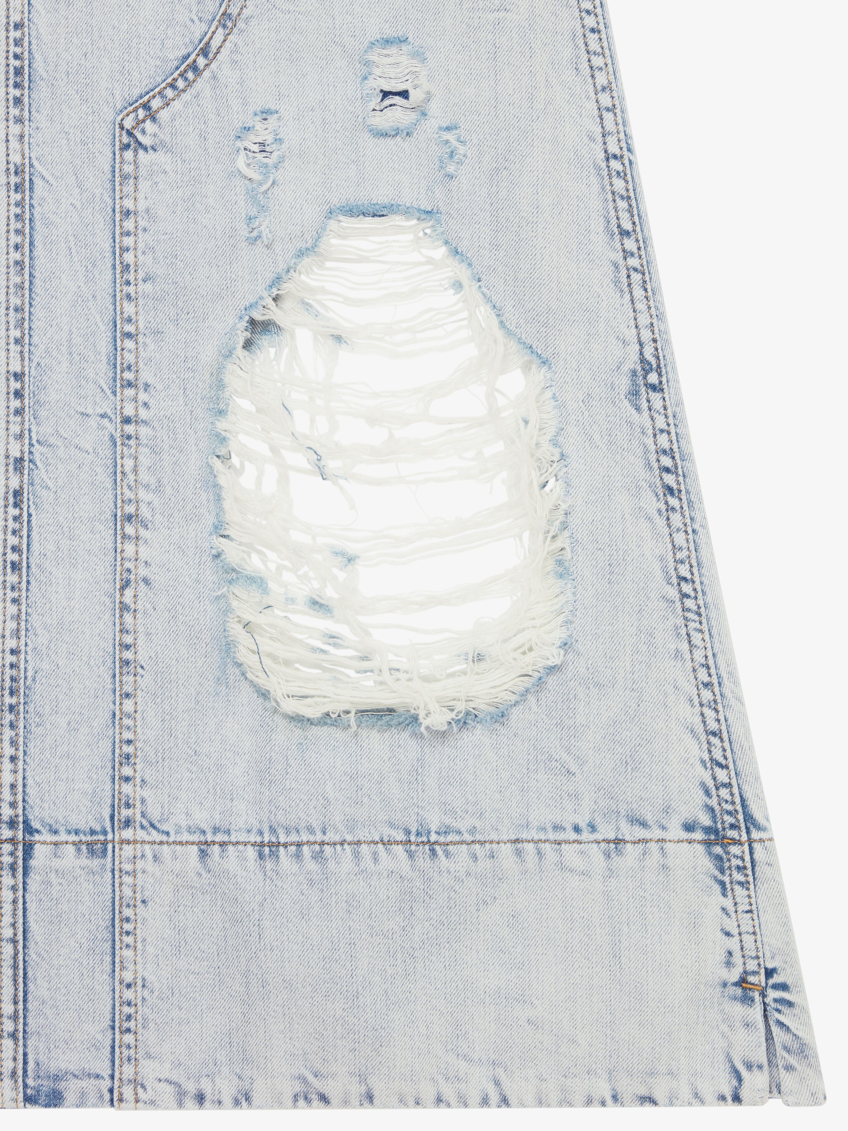 SKIRT IN DESTROYED DENIM WITH PATCHES - 5