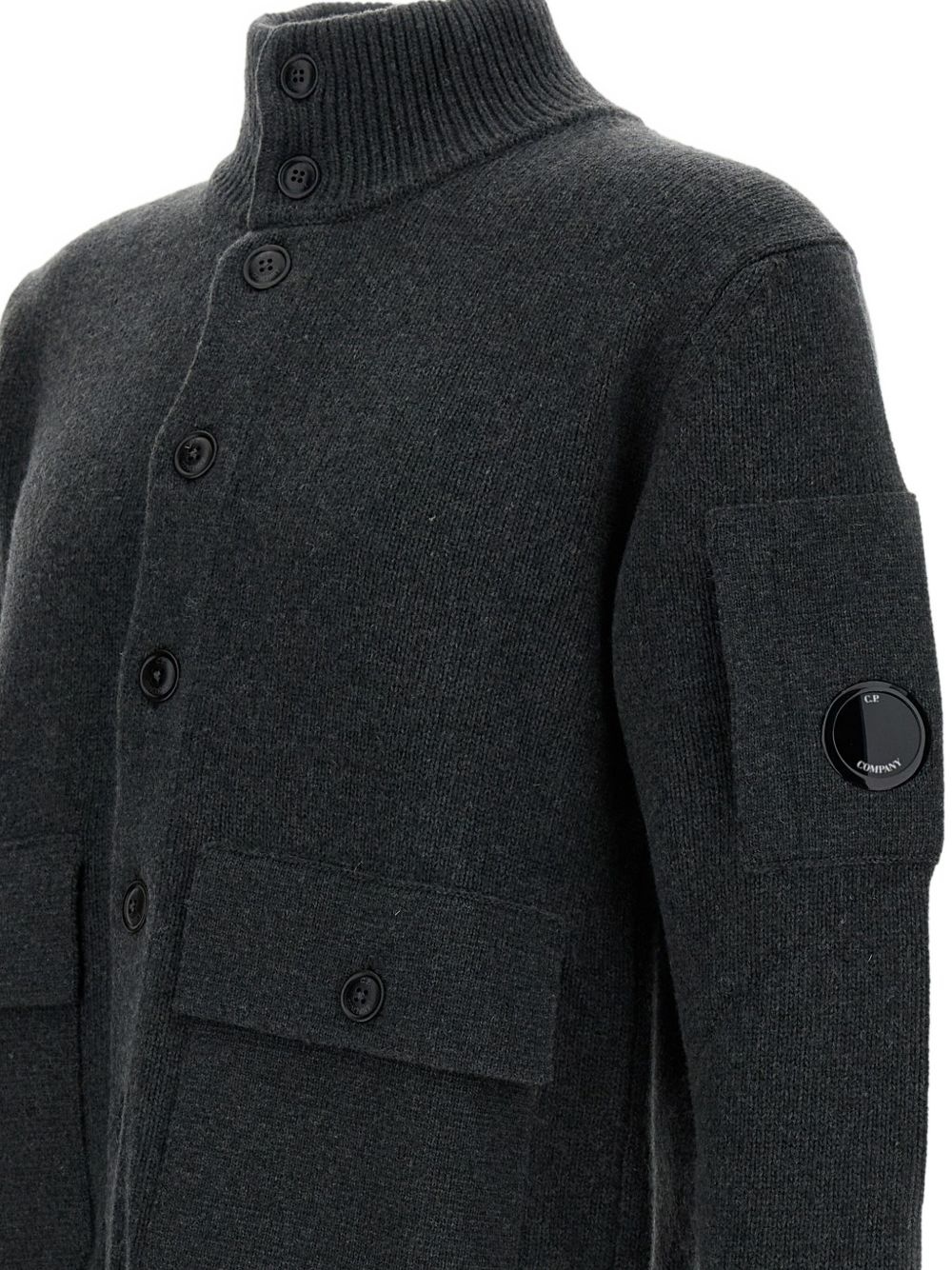 high-neck pocket cardigan - 3