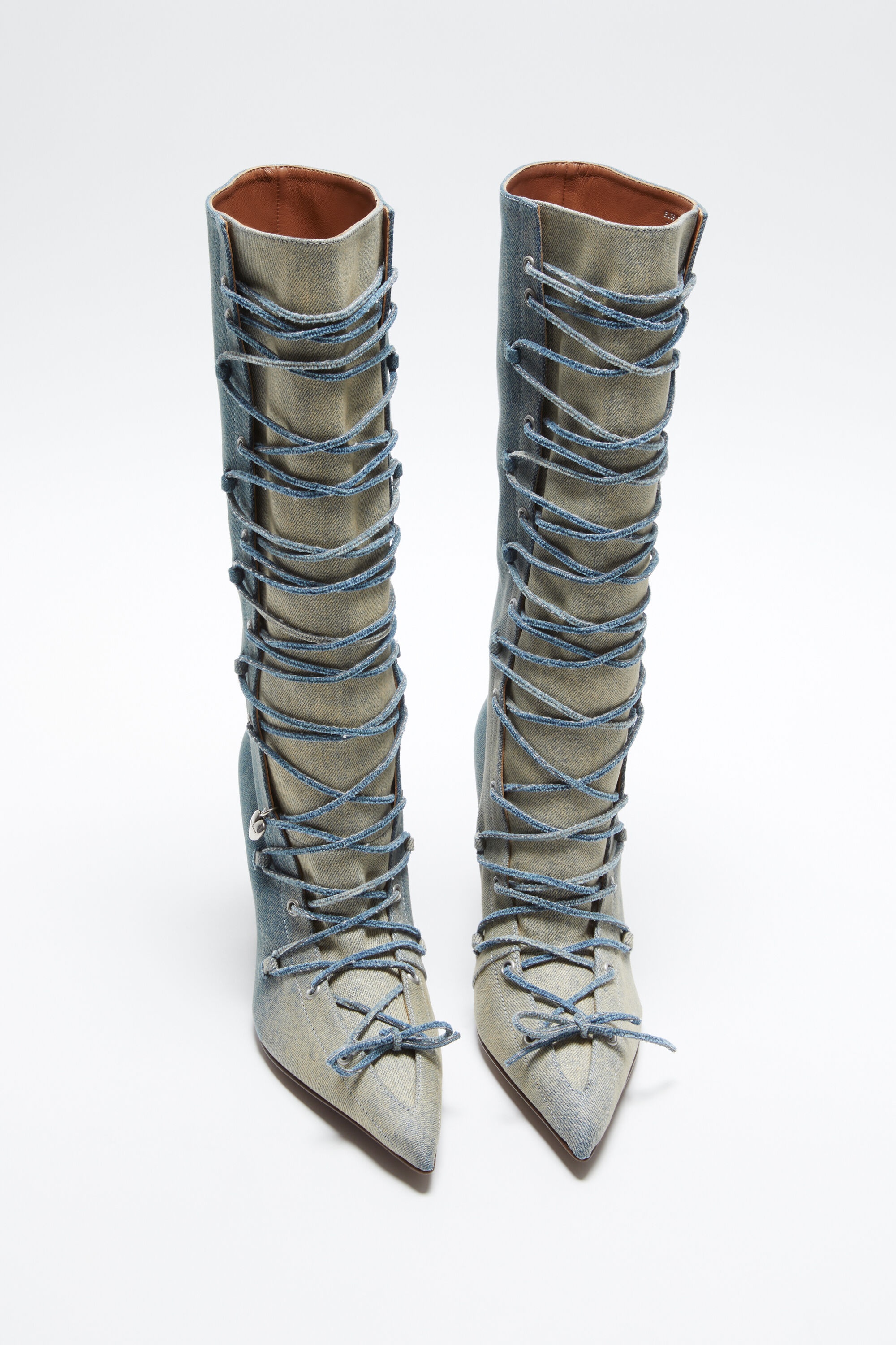 Lace-up heel boots - Dusty blue - 3