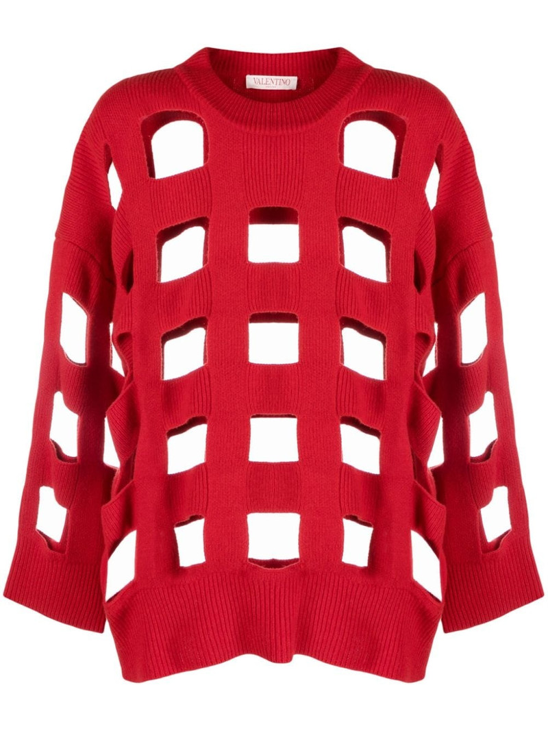cut-out virgin-wool jumper - 1