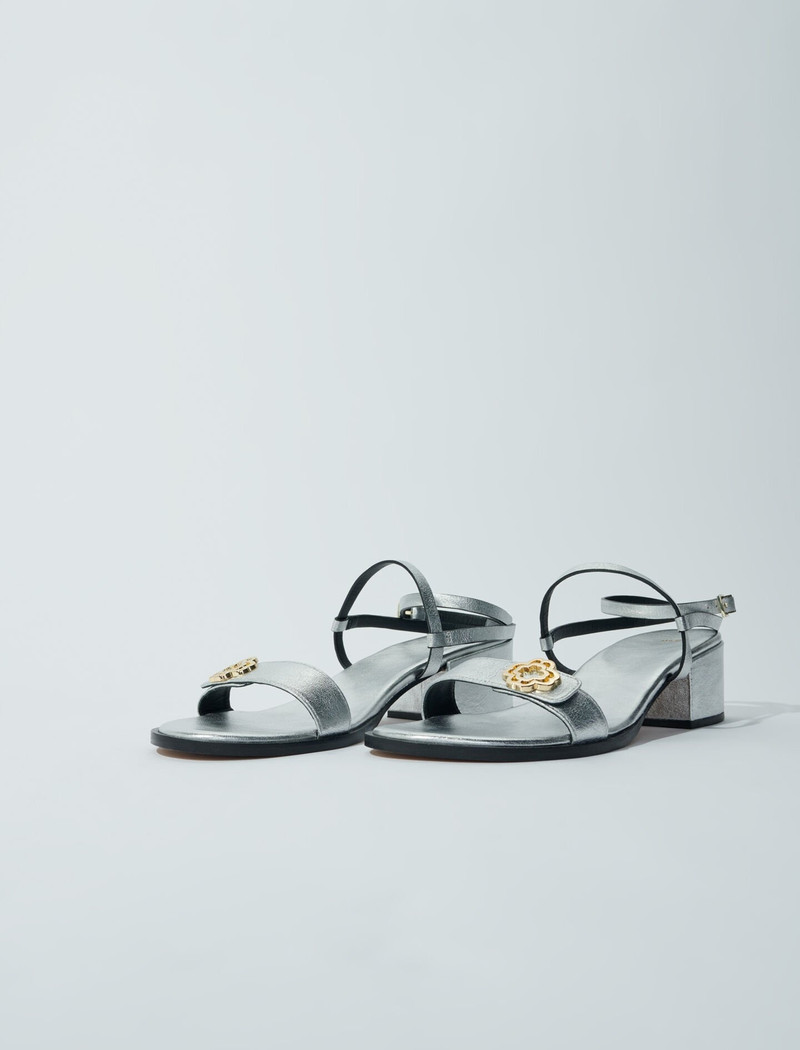 maje Leather strappy sandals outlook