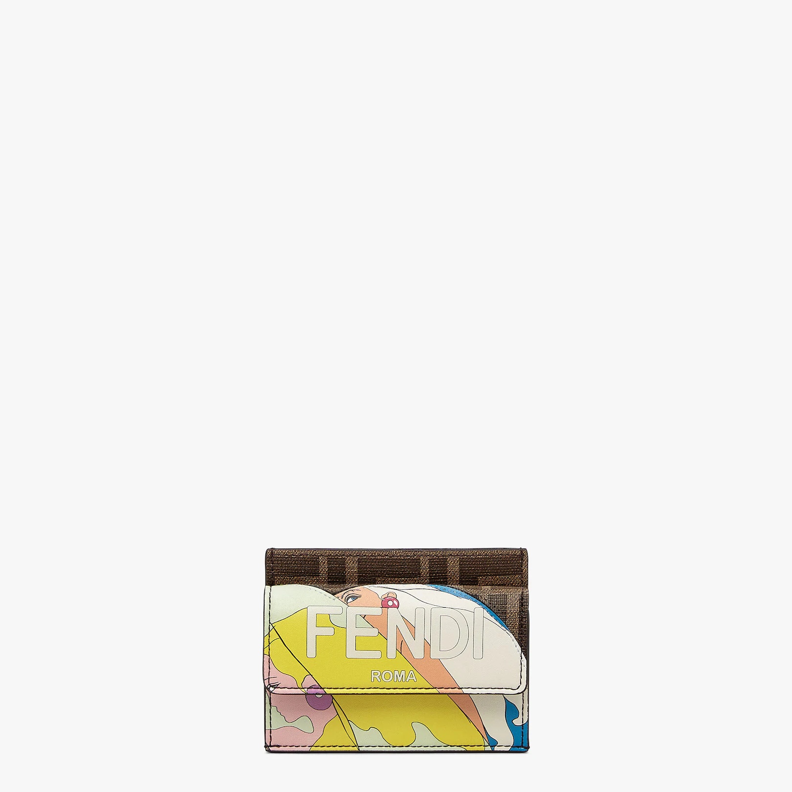 Fendi Roma card holder with three card slots and coin pocket with press-stud button. Made of fabric  - 1