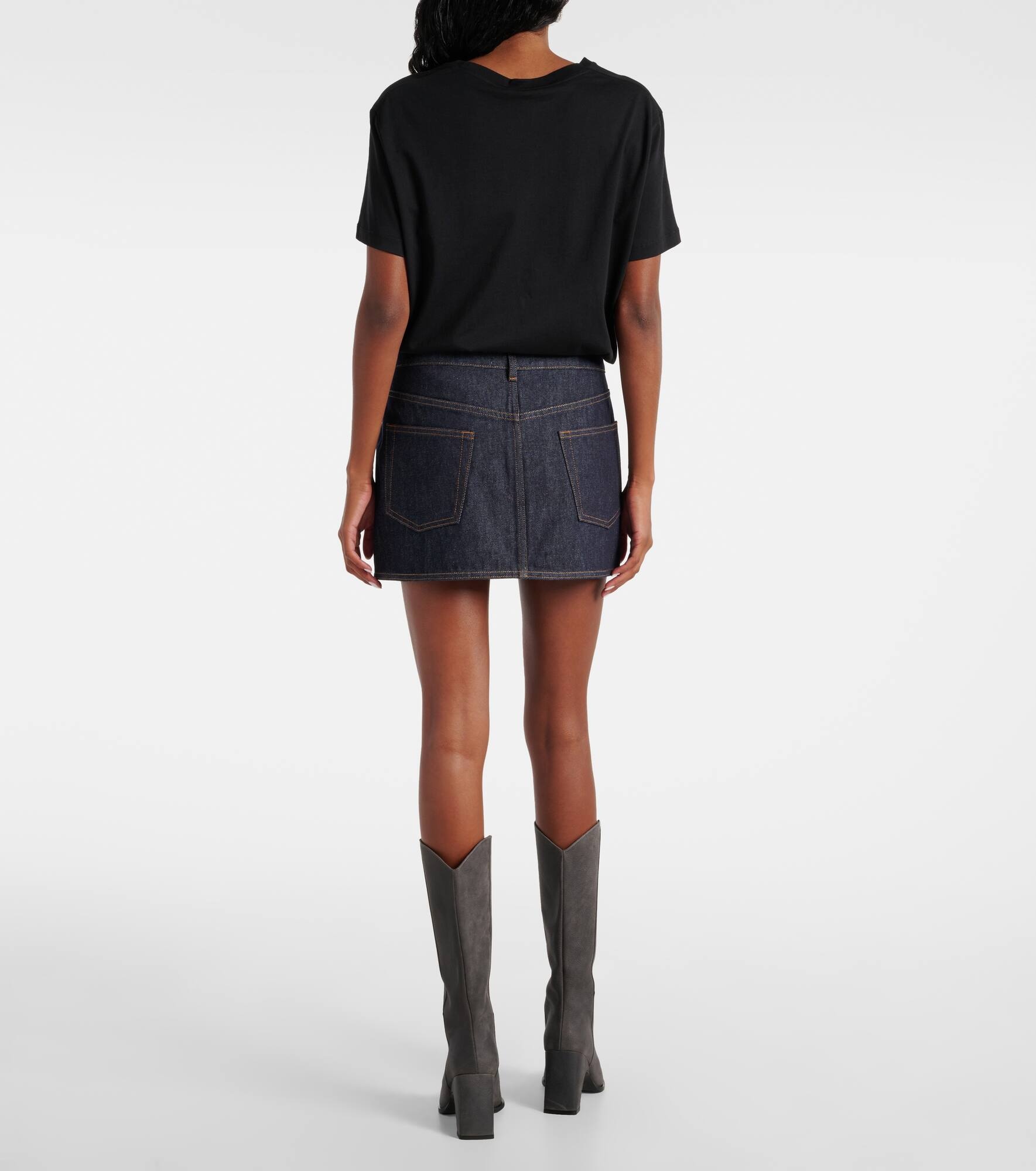 Asymmetric denim miniskirt - 3