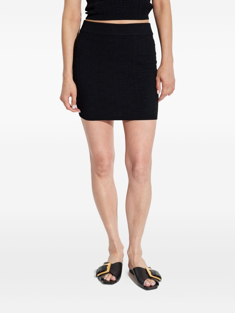 monogram-textured knit skirt - 3