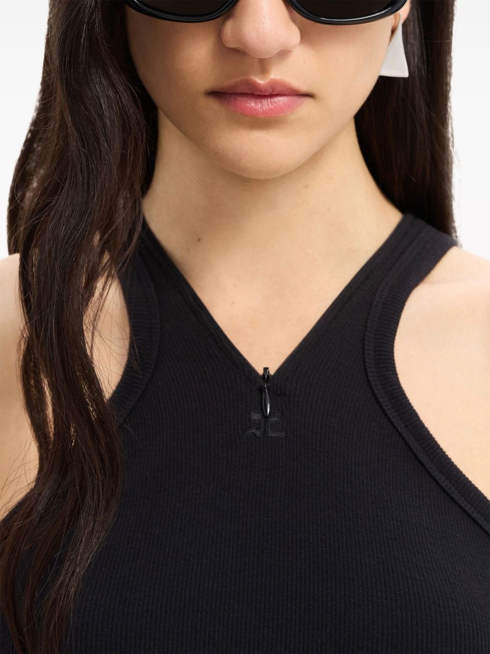 logo-embroidered ribbed tank top - 5