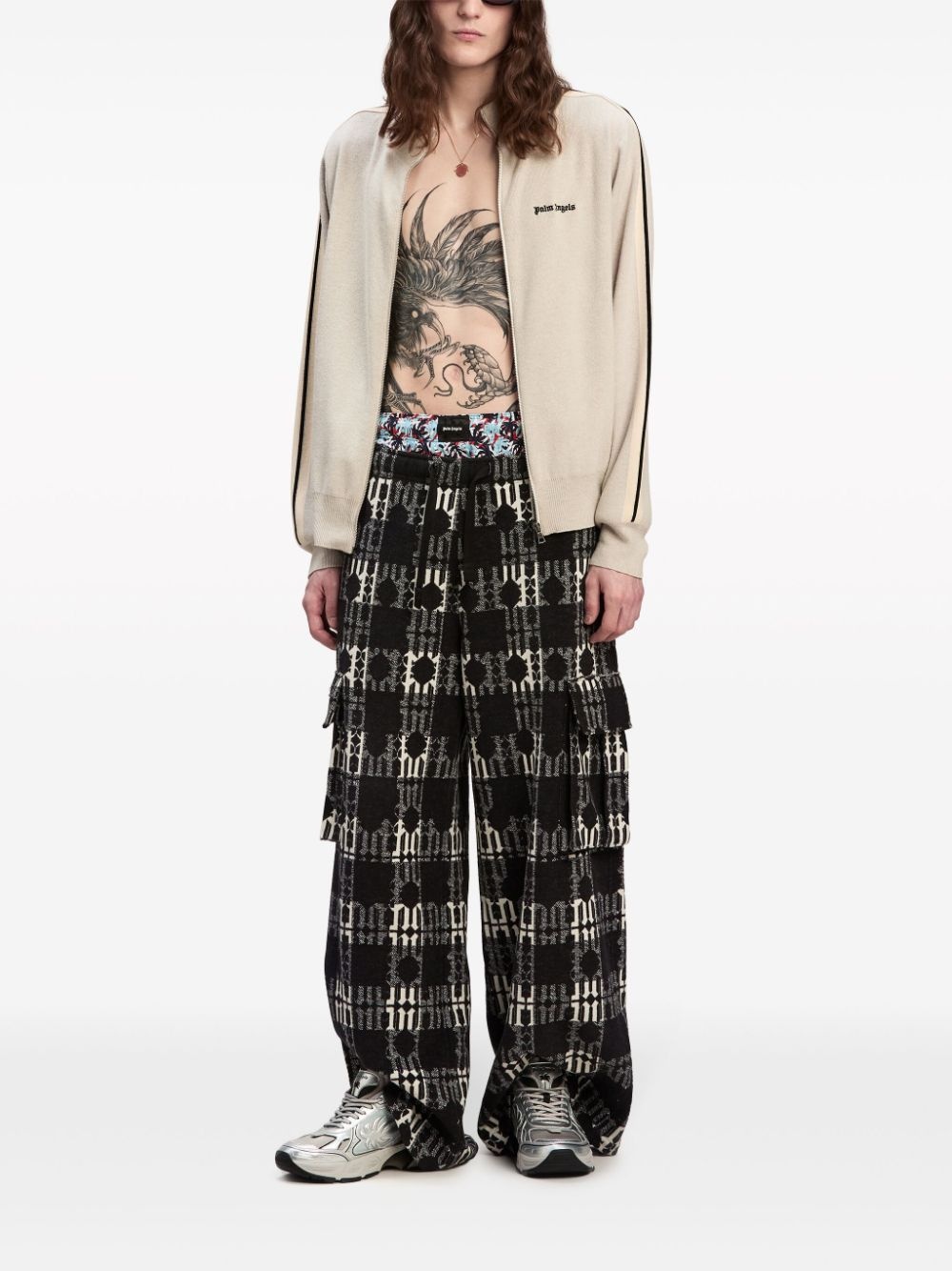logo-embroidered knit jacket - 2