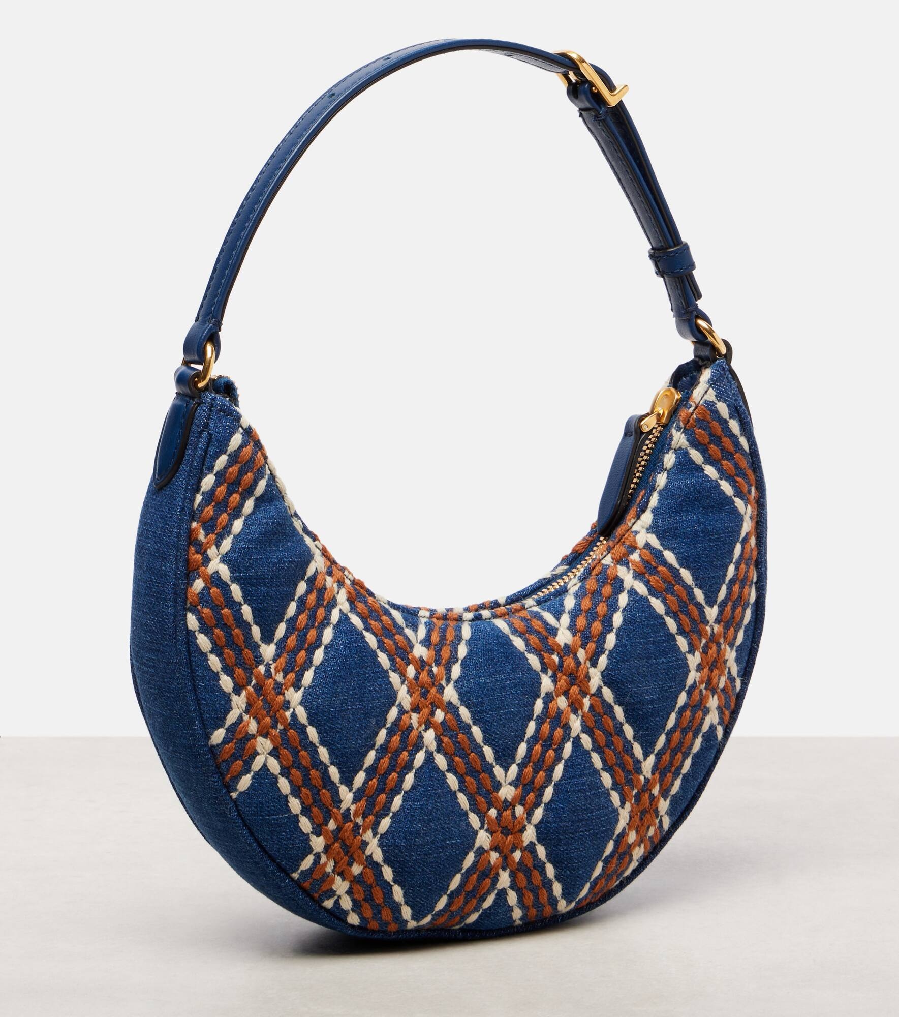 Quiltie 67 embroidered denim shoulder bag - 4