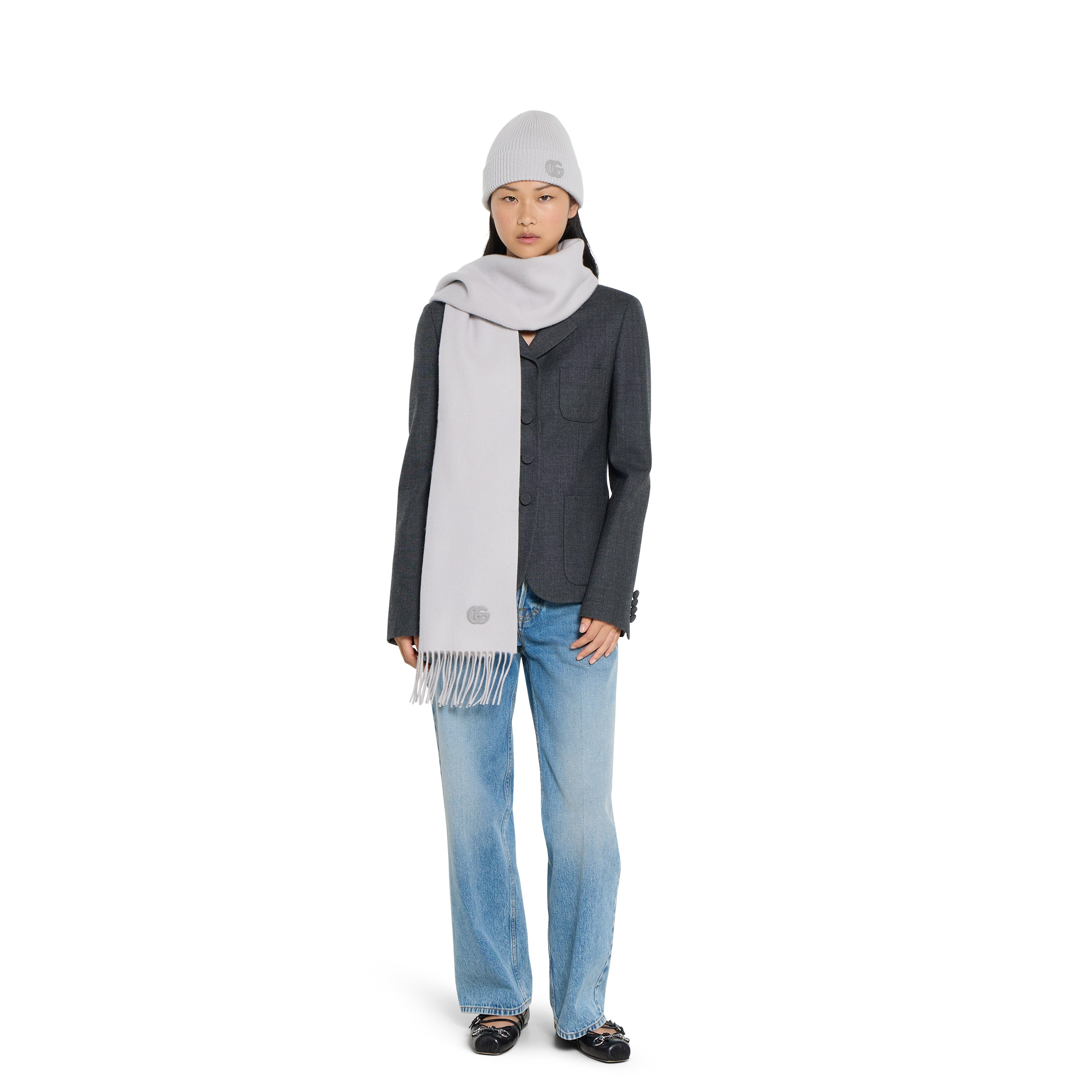 Cashmere scarf with patch - 3