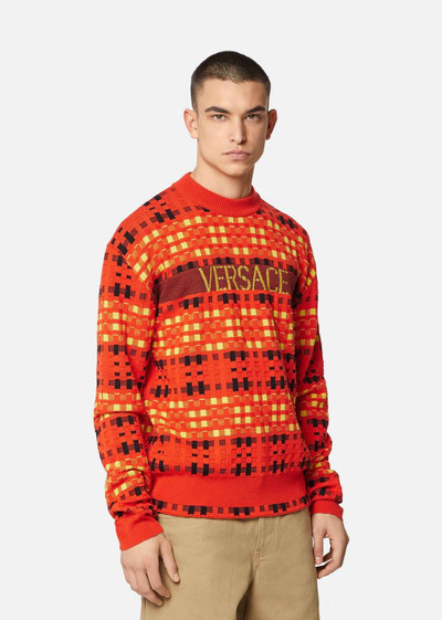 VERSACE Logo Tartan Wool Jacquard Jumper outlook