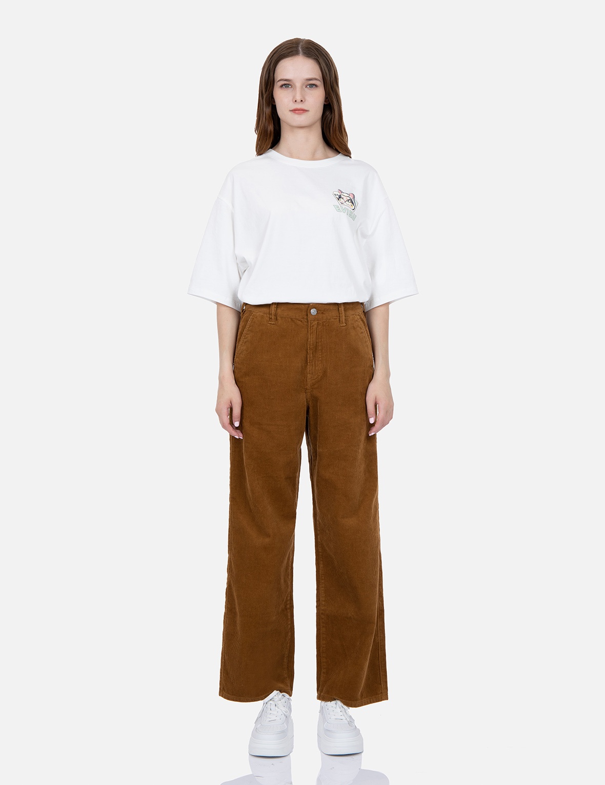 SEAGULL EMBROIDERY STRAIGHT-FIT CORDUROY TROUSERS - 6