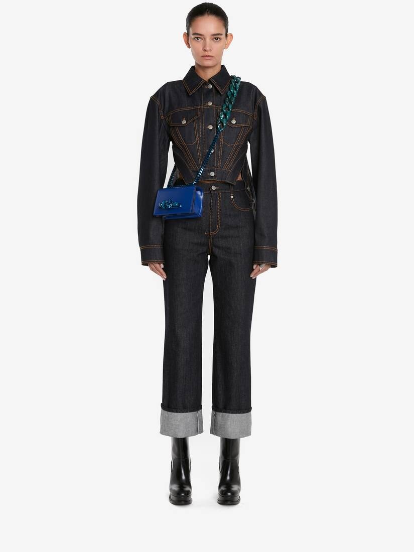 Women's Mini Jewelled Satchel in Royal Blue - 6