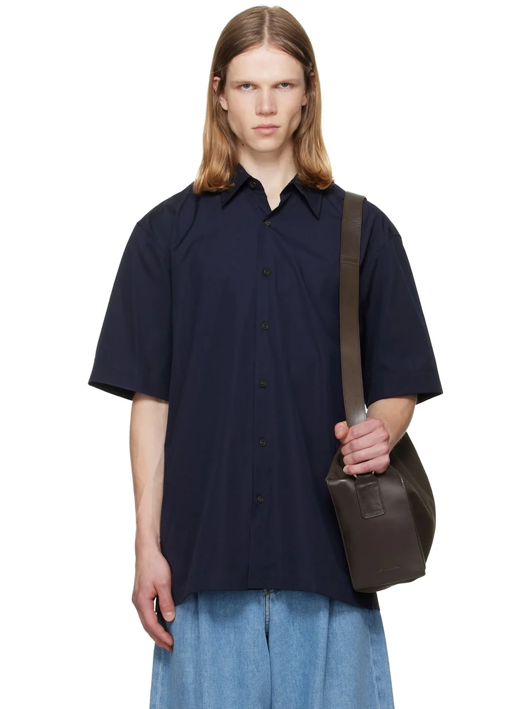 Navy Short Sleeve Cotton Shirt - 1