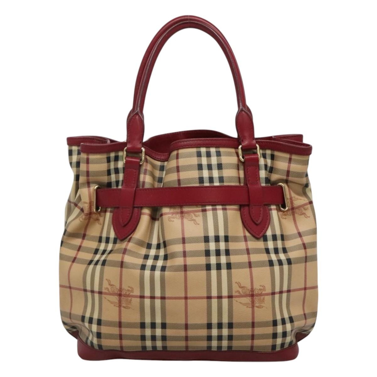Burberry Nova Check Hand Bag Pvc Leather Beige - 3