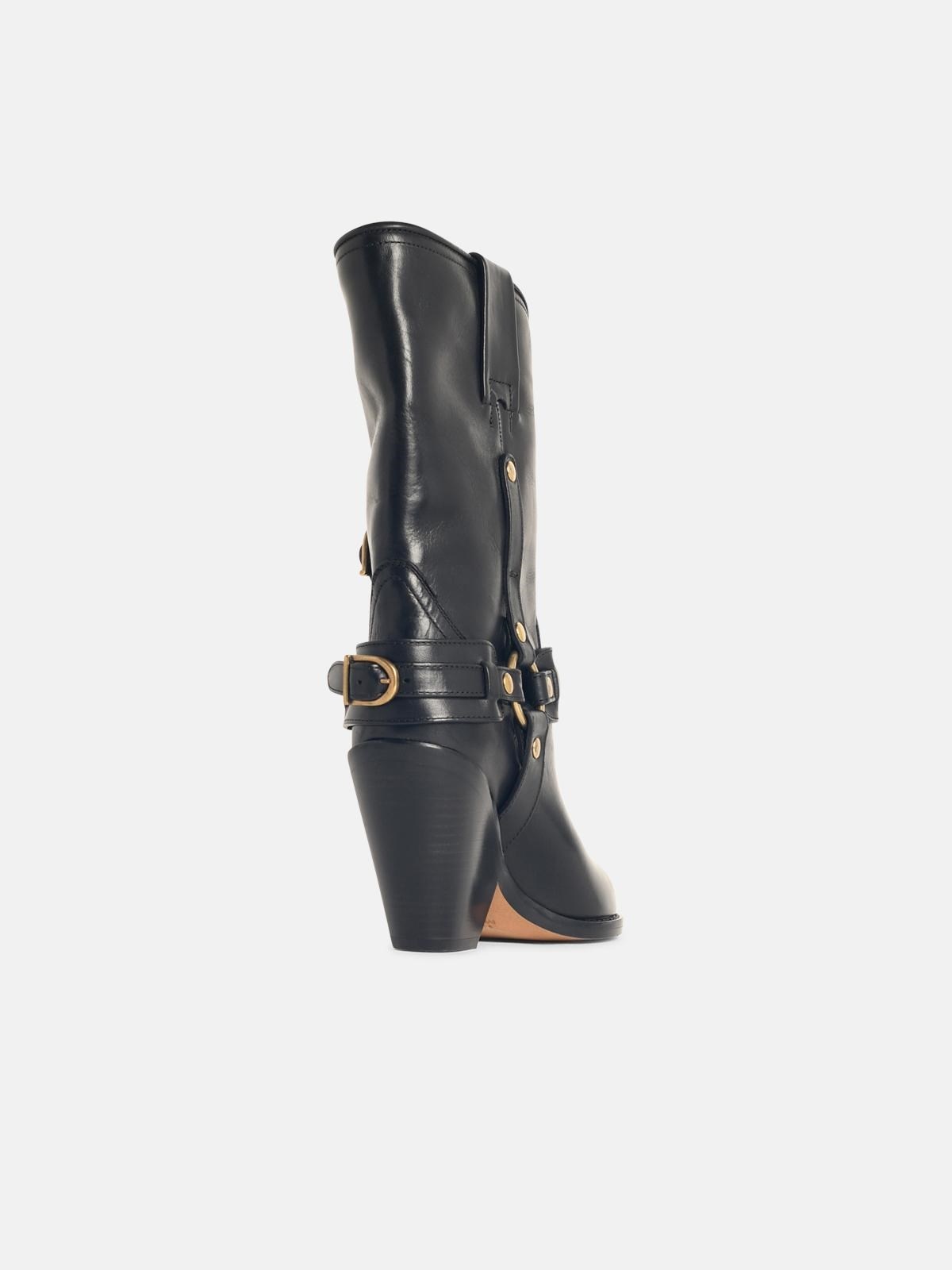 'LYCA' BLACK LEATHER BOOTS - 3